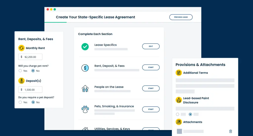 turbotenant state-specific lease agreement screenshot